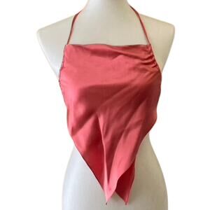 100% Silk KES NYC  Scarf Top, Never Worn, OS, Raspberry